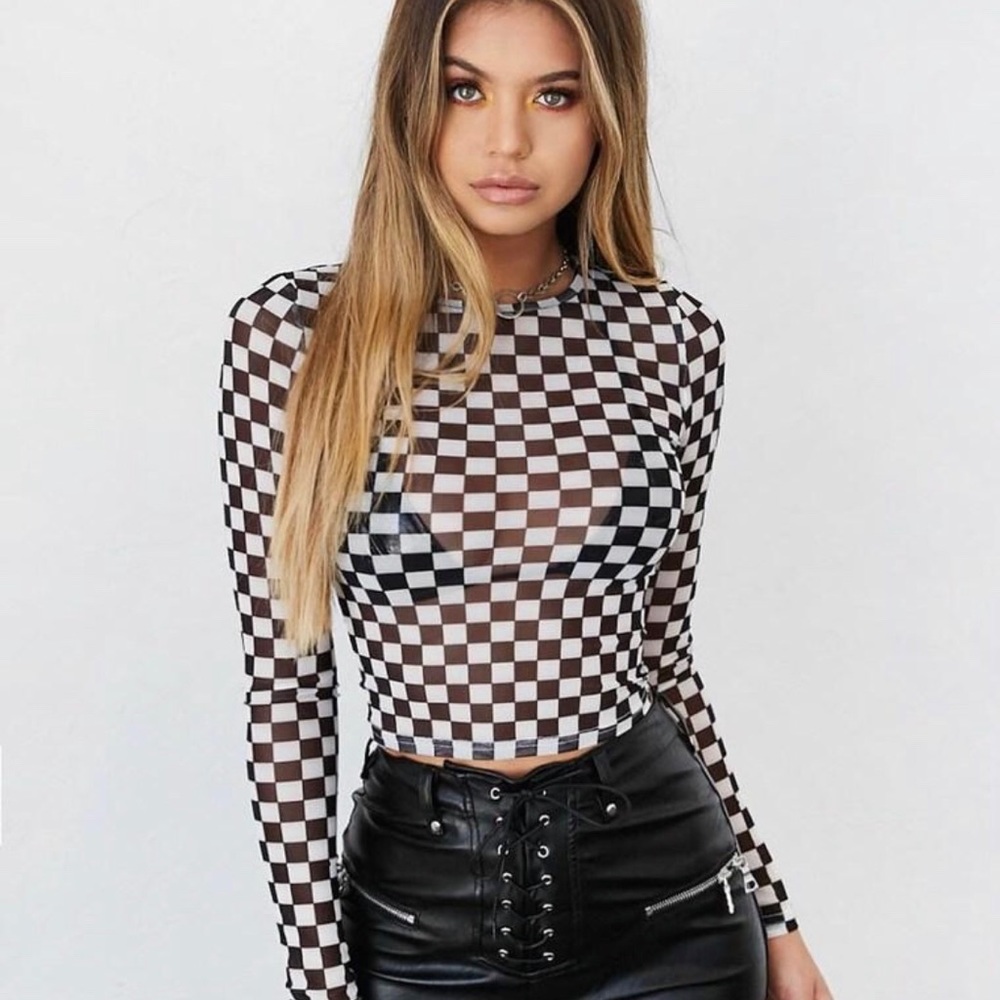 I.AM.GIA nightrider checkered top